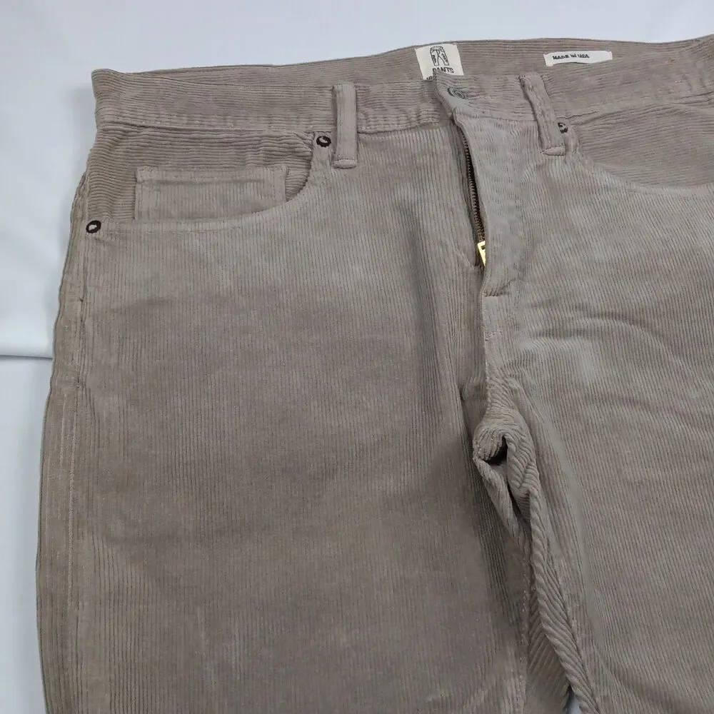 KATO Hiroshi Kato Mens 34 The Pen Slim Fit Corduroy 5 Pocket Pants Light Gray...